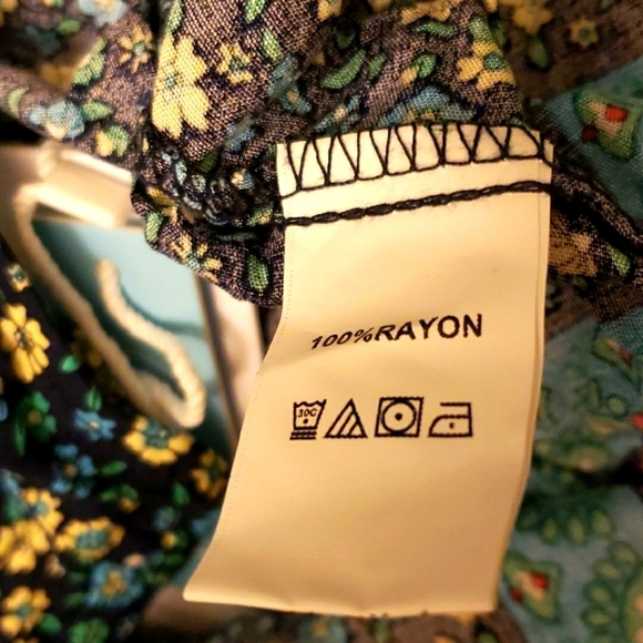 CUPSHE Tie Front Blue Boho Floral Lace Trimmed Swim Cover Up Size Small - Picture 7 of 7